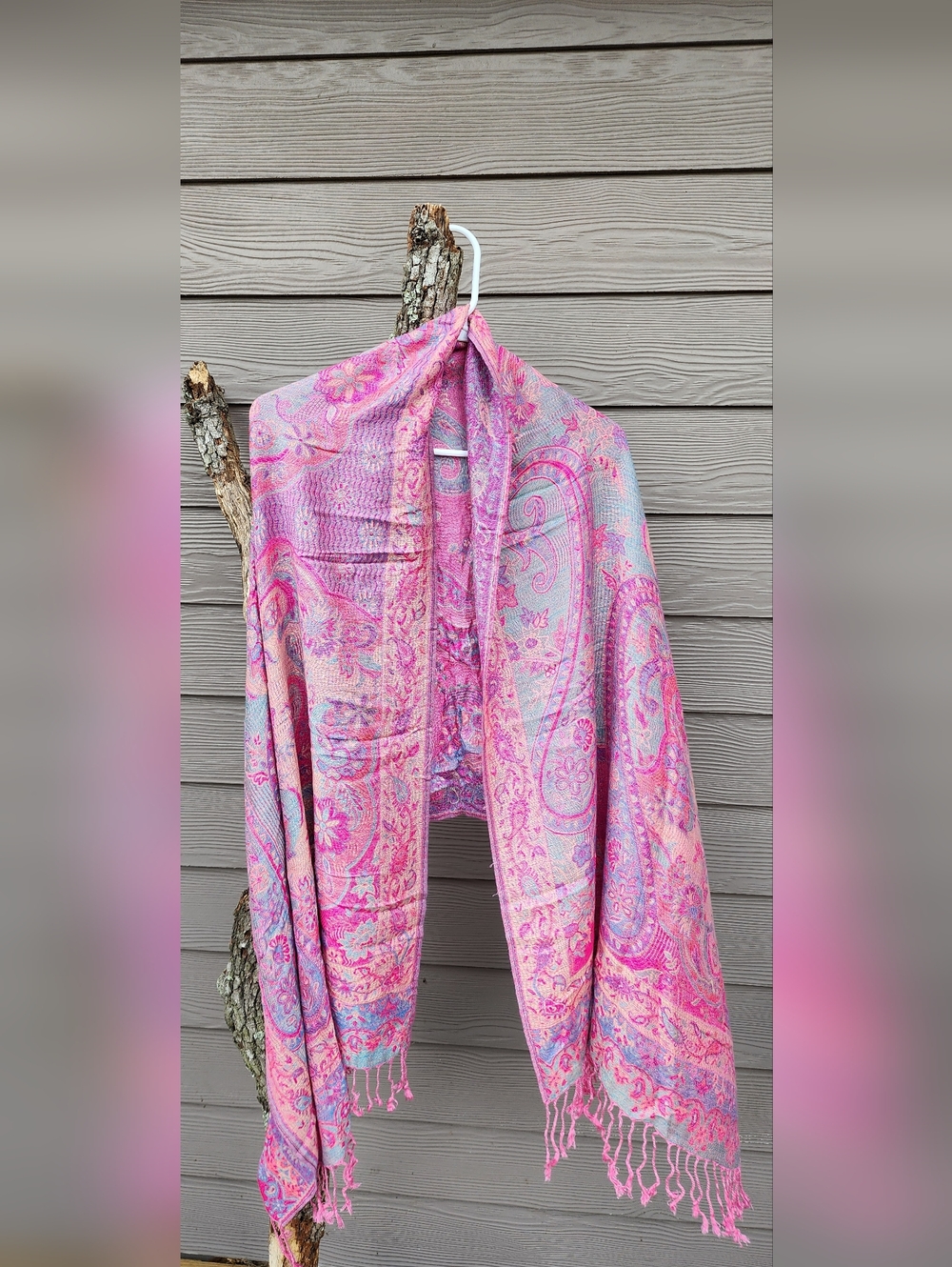 Pink & Lavender Paisley  100% Cashmere Shawl Wrap